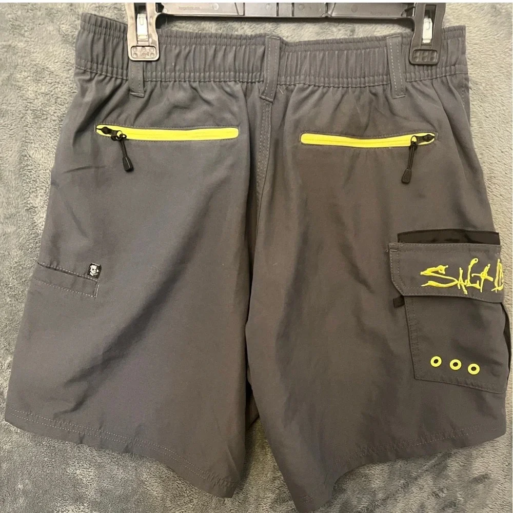 Salt Life SLX-QD Youth Sz M gray‎ board shorts swim trunks beach swim Vacation